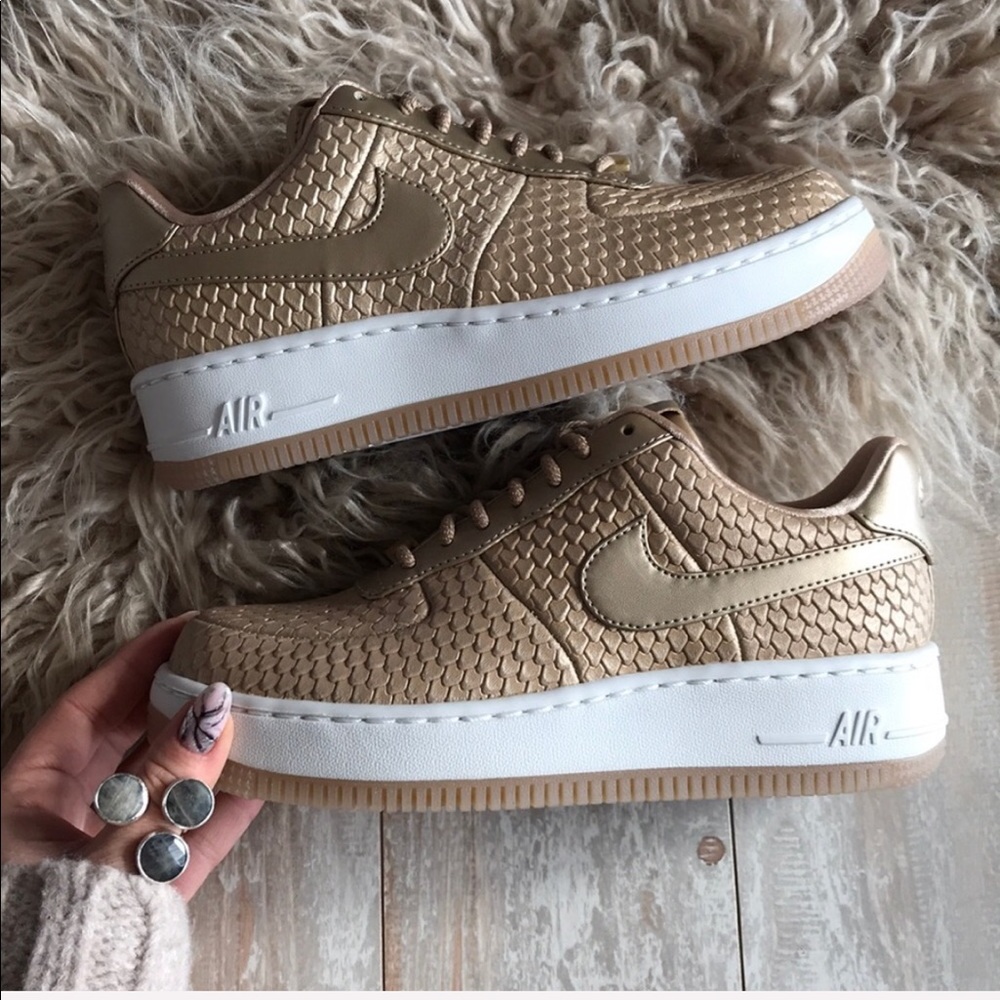 NWT Nike Air Force 1 upstep Premium Gold - Picture 6 of 8